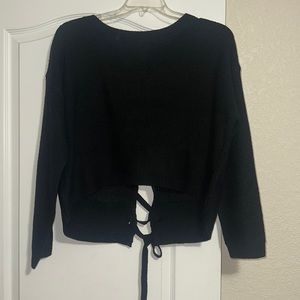 WOMENS LARGE OPEN BACK TIE SWEATER.